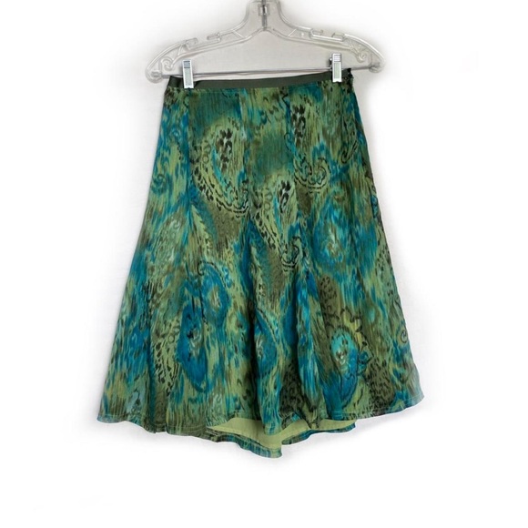 sheer turquoise blue green patterned midi skirt - Picture 7 of 7